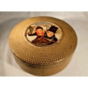 CHRISTMAS VINTAGE TINY TIM COOKIE / CRACKER ROUND METAL TIN